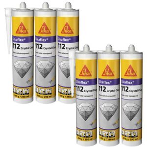 Set of 6 Sika Sika flex-112 Crystal clear mastic adhesives - Transparent - 290ml