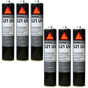 Set of 6 Sika Sika flex 521 uv hybrid adhesive-mastic - Light grey - 300ml