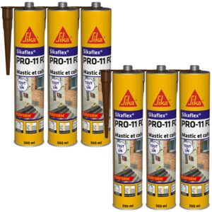 Set of 6 Sika Sika flex pro 11 fc Purform - Brown - 300ml