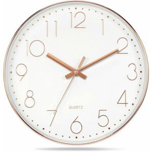 Hoopzi - 12 Inch Modern Quartz Silent Wall Clock with Arabic Numeral Wall Clocks without Checking Home Accessories Decoration (Rose Gold)