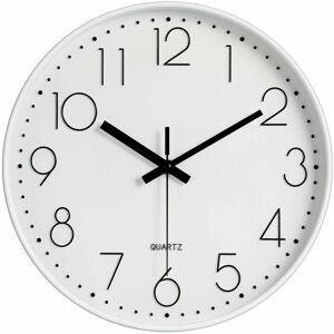 HOOPZI 12 inch Modern Quartz Silent Wall Clock with Arabic Numeral Wall Clocks without Checking Home Accessories Decoration (White)