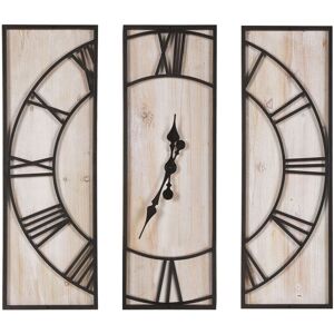 Beliani - 3 Piece Wall Clock Light Wood Finish 75 x 75 cm Black Frame Rustic Coatlan - Light Wood