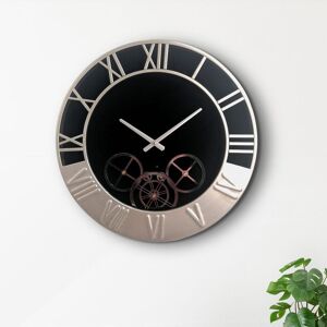 Vanity Living - 30 Metal Wall Clock for Living Room Decor, Roman Number Modern Wall Clock for Bedroom - Silver/Black