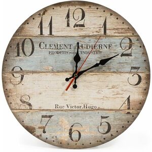 30cm Vintage Rustic Wall Clock, Silent Wooden Dial Timer Clock for Home Living Room Bedroom Office Cafe Bar Decor - Alwaysh
