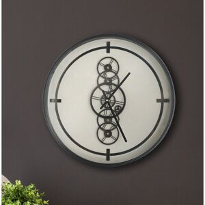 VANITY LIVING 46cm Metal Gears Wall Clock for Living Room Furniture, Round Wall Clock for Bedroom - Black/White
