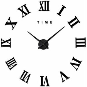 ALWAYSH Modern diy Large Wall Clock Roman Numerals Big Watch 3D Stickers Clock Wall Watch Home Office Decoration Removable (Battery Not Included) Golden