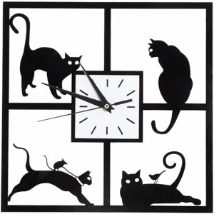 PESCE Black Cat Wall Clock Simple Style Cute Kitten Wall Clock Creative Animal for Home Office Cafe Hotel Restaurant Quiet Decoration