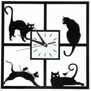 HOOPZI Black Cat Wall Clock Wall Clock Simple Style Silent Creative Cat Decoration For Home Office Cafe Restaurant
