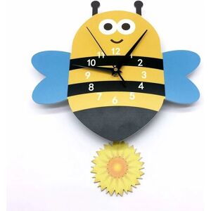 PESCE Creative Pendulum Clock, Bee Children's Room Wall Clock, Child Cartoon Decorative Wall Clock