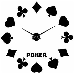 PESCE Creative Poker Wall Clock, Frameless Acrylic Living Room Wall Decoration Clock, Suitable for Home/Bedroom/Bedroom Decoration,Black