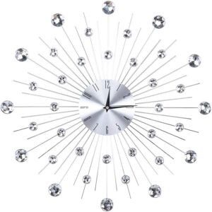 Xuigort - Creative Sparkling Wall Clock Silver Metallic Rhinestone Bling Bling Sparkling for Living Room Office