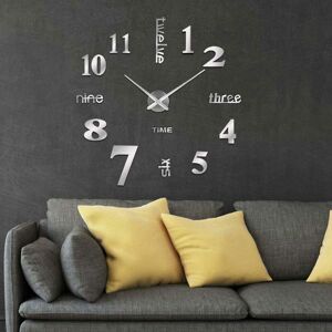 LANGRAY Diy 3D Wall Clock Modern Design Acrylic Wall Clock Wall Decor Wall Decor - Silver - argent��