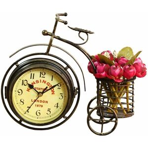 PESCE European Style Creative Silent Double-Sided Tricycle Pen Holder Living Room Bedroom Decor Table Clock Christmas Gifts Bronze