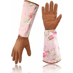 Gardening Rose Leather Gloves Women Extended Pro Gloves Rose Pruning Garden for Mother and Grandmother Gardening Gifts (Brown) Denuotop