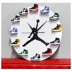 GROOFOO 3D Wall Clock Basketball Shoes AJ1-12 - Sports Design for Bedroom Living Room Office - Creative Gift for Sneaker Lovers (White Background 3D Model b)