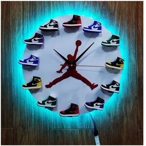 Groofoo - 3D Wall Clock Basketball Shoes AJ1-12 - Sports Design for Bedroom Living Room Office - Creative Gift for Sneaker Lovers (3D Model with