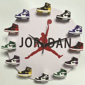 3D Wall Clock AJ1-12 Basketball Shoes - Sports Design for Bedroom Living Room Office - Creative Gift for Sneaker Lovers (White Jordan Model) - Groofoo