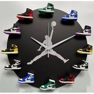 Groofoo - 3D Wall Clock Basketball Shoes AJ1-12 - Sports Design for Bedroom Living Room Office - Creative Gift for Sneaker Lovers (Black Background