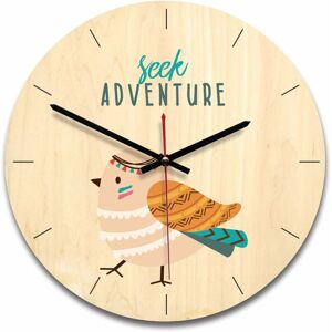 Indian Style Wooden Wall Clock Art Decor Modern Wall Clocks Bedroom Living Room Home Decor Bird - Groofoo