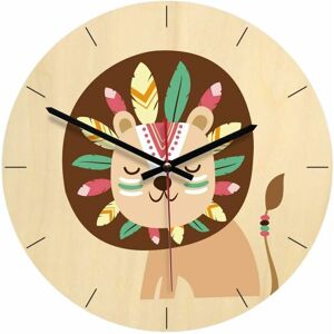 Indian Style Wooden Wall Clock Art Decor Modern Wall Clocks Bedroom Living Room Home Decor Lion - Groofoo