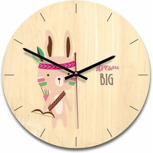 Indian Style Wooden Wall Clock Art Decor Modern Wall Clocks Bedroom Living Room Home Decor Rabbit - Groofoo