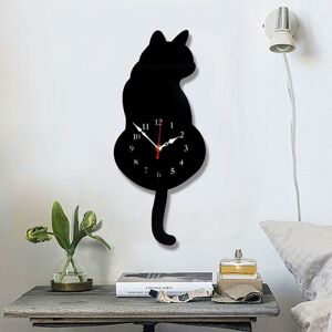 Living Room Modern Home Decor Acrylic Minimalist Clock Art Wall Clock Wall Watch Hanging Decoration Pendulum Black - Groofoo