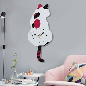 Groofoo - Living Room Modern Home Decor Acrylic Minimalist Clock Art Wall Clock Wall Watch Hanging Decoration Pendulum White