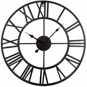 Rose - Home Round Wall Clock Silent Clock (Black, 16 Inches) 1 Pieces