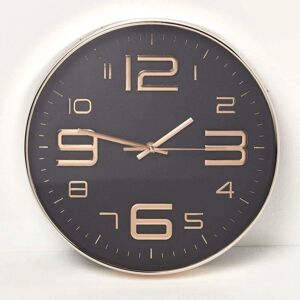 Homescapes - Black & Rose Gold Wall Clock - Gold