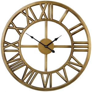 BELIANI Vintage Retro Gold Iron Wall Clock Round Black Spade Hands Roman Numeral Nottwil - Gold