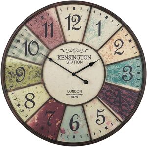 BELIANI Round Iron Wall Clock Distressed Inspired Train Station Multicoloured Boswil - Multicolour