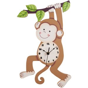 Teamson Kids - Kids Monkey Wall Clock Animal Themed Sunny Safari by Fantasy Fields TD-0081AR - Brown