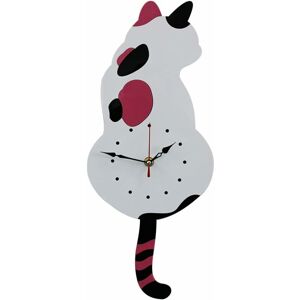 Cat Wall Clock Modern Acrylic Home Decor Clock Frameless Silent Wall Clock (White) - Langray