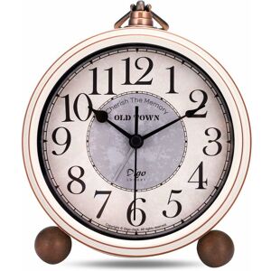 Large Analog Alarm Clock Vintage White Large Numbers Silent 13.3cm Non Ticking Analog Table Clock Metal(White) - Rhafayre