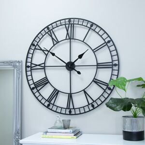 Melody Maison - Large Black Iron Skeleton Wall Clock - Black