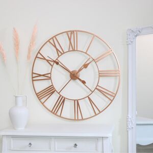 MELODY MAISON Large Rose Gold Copper Metal Skeleton Clock 80cm x 80cm - Rose Gold, Copper