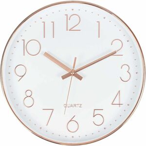 PESCE Large modern round ticking noise free wall clock for living room, office and cafeteria