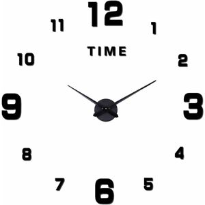 Large Modern Silent diy Wall Clock 3D Sticker Home Office Decor Gift (Black) Groofoo