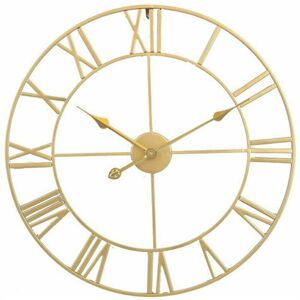 Hoopzi - Large Vintage Style Wall Clock, Round, Metal, Silent, Non-Ticking, Battery Operated, 40cm, Black Roman Numerals, Living Room Clocks,