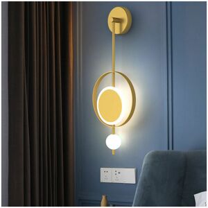 DENUOTOP Led Wall Light, Gold Round Wall Light, Indoor Decorative Wall Light with Brass Finish and Marble Shade, Wall Light Fixture for Living Room Bedroom