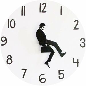 HOOPZI Ministry of Silly Walks Clock, Comedian Home Decor, Wall Clock Watch Funny Mute Clock Perfect for Bedroom,Office, Library Wall Decorations (White)