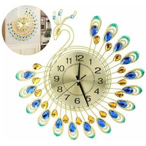 ROSE Modern 3D Wall Clock Peacock Shape Large Iron Non Ticking Silent Clock for Living Room Bedroom Home Wall Decor