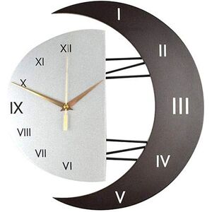 Modern Design Silent Wall Clock Kitchen Clock Creative Moon-Shaped Frame Home Decoration Clock (33x32) - Rhafayre