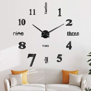 Modern Design Wall Clock - 60cm-120cm Wall Clock - Silent diy Home Office Hotel Decoration (Black) Groofoo