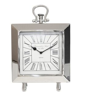 Vanity Living - 40cm Table Clock for Bedroom Furniture, Metal and Glass Small Table Clock - Nickel