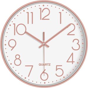 XUIGORT Non-Ticking Silent Wall Clocks 12 Inch Battery Operated Quartz Clock Easy to Read for Bedroom Home Kitchen Room Office School, Gold 12 Inch Rose Gold