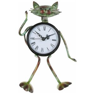 ORCHIDÉE Orchid-Statue and Other Decorative Item Handmade Cat Clock Vintage Metal Iron Cat Figurine Mute Table Clock Handy Clock One aa Battery (Not Included)