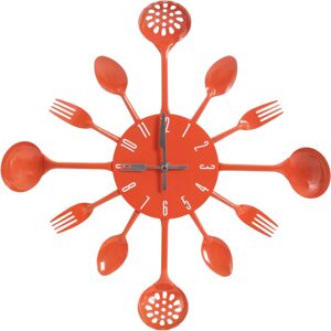 Premier Housewares - Orange Cutlery Metal Wall Clock