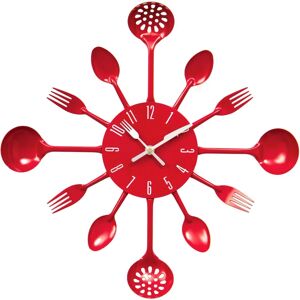 Premier Housewares - Red Cutlery Metal Wall Clock