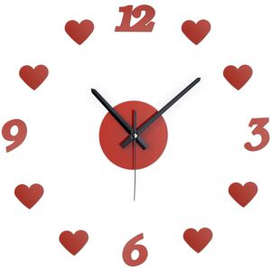 Relaxdays DIY Wall Clock, Heart Design, Stick Up, With Numbers, Bedroom, Battery, Romantic Decor, Diameter 50-100cm, Red